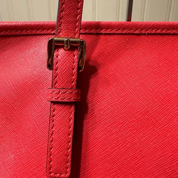 Michael Michael Kors Red Leather Tote with Black Accents - Picture 5 of 14